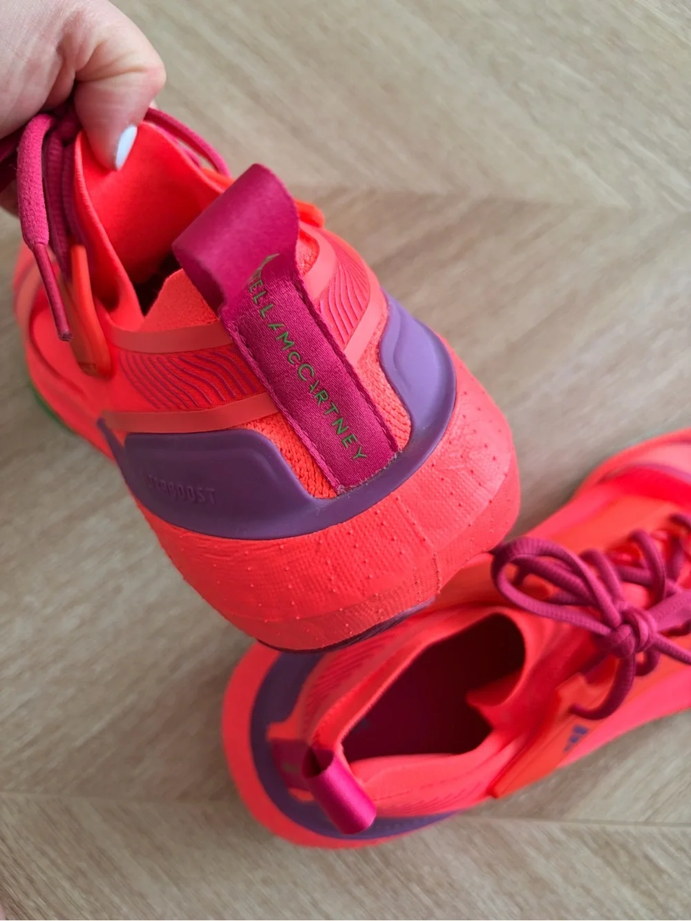 Adidas by Stella McCartney Neon Pink and Purple Ultraboost Sneakers
